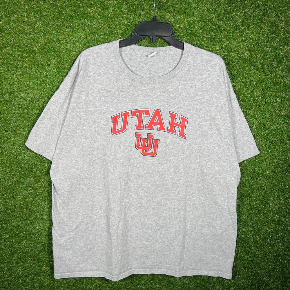 Hanes Utah Utes University of Utah T-Shirt Mens 2XL Gray Short Sleeve Graphic
